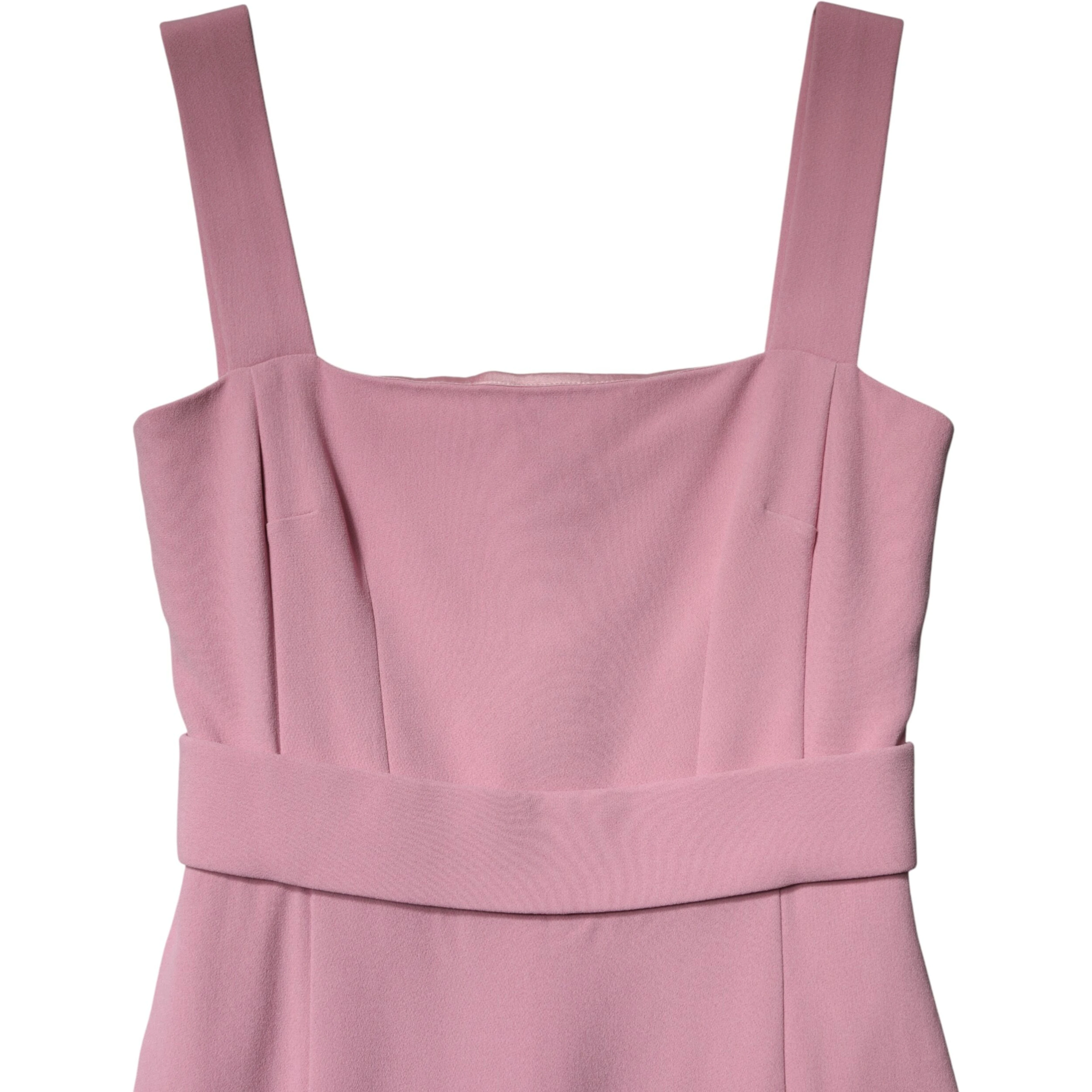 Pink Viscose Sleeveless Sheath Midi Dress