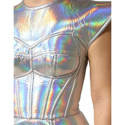 Silver Iridescent Bodycon Sheath Midi Dress