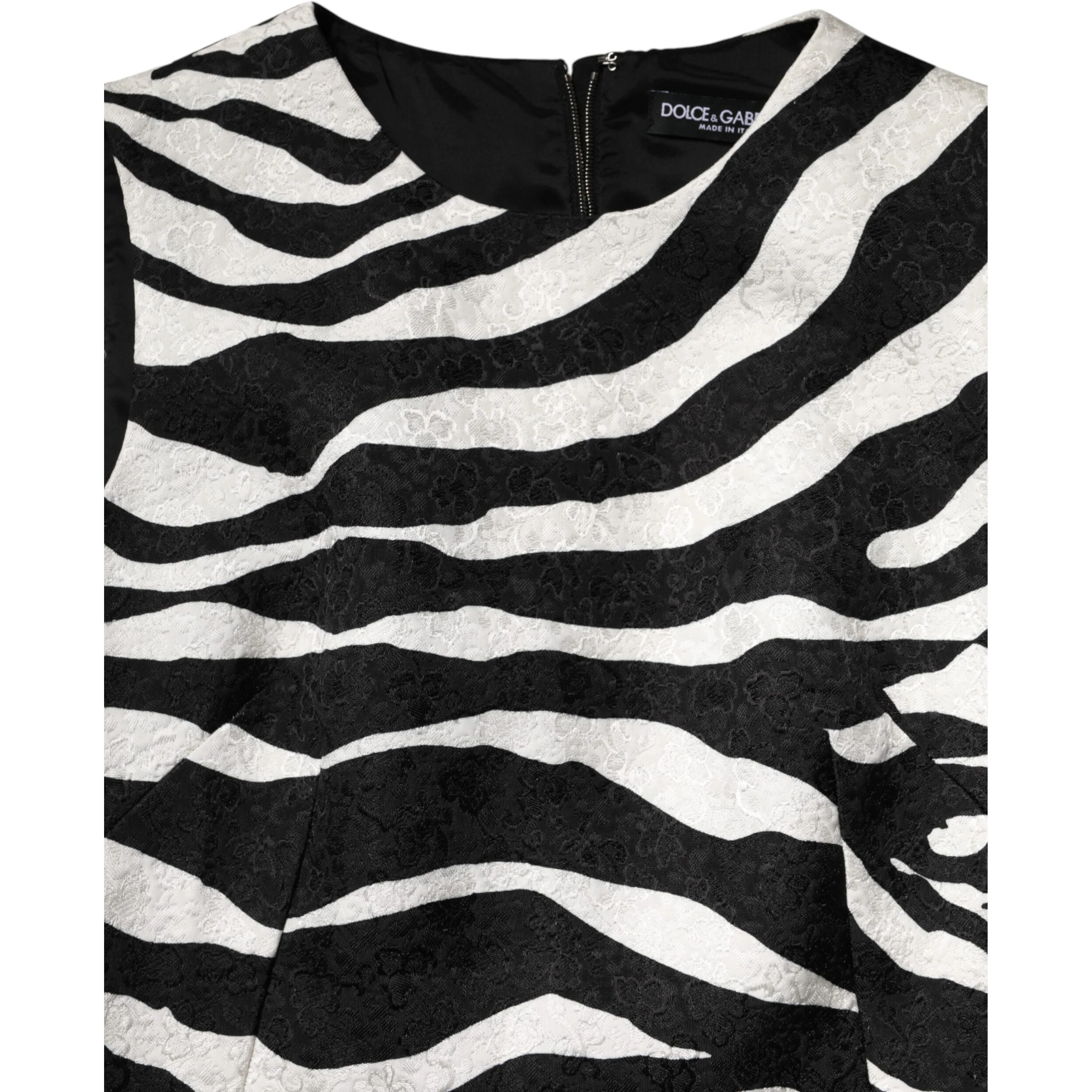Black White Zebra Sleeveless A-line Dress