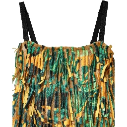 Multicolor Tropical Print Fringe Maxi Dress