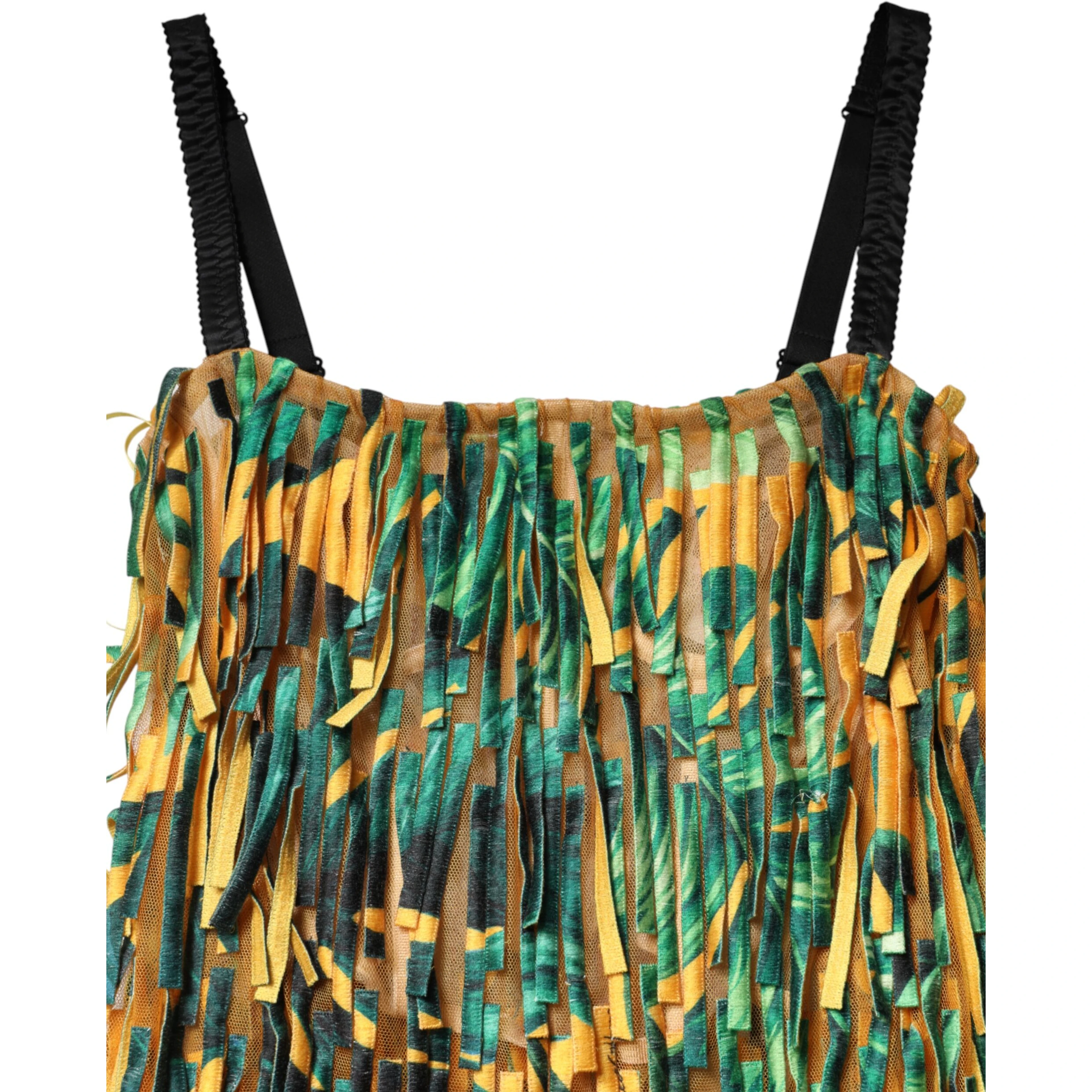 Multicolor Tropical Print Fringe Maxi Dress