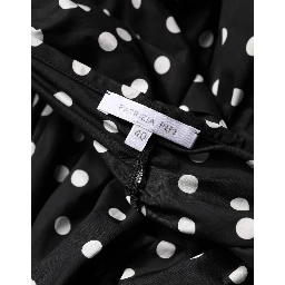 Black White Polka Dot Short Sleeves Mini Dress