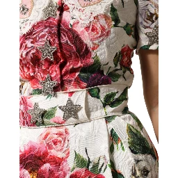 White Floral Embellished Sheath Mini Dress