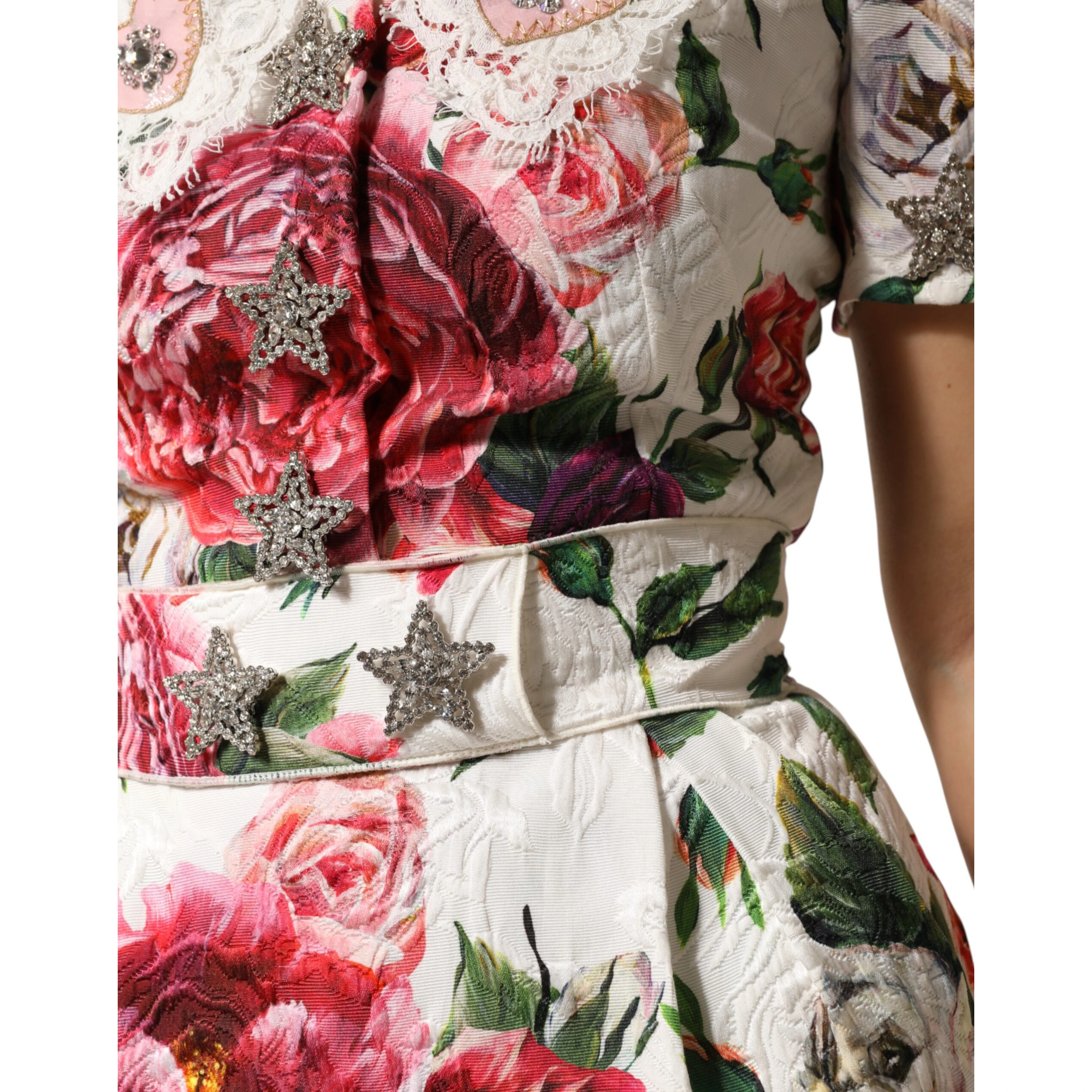 White Floral Embellished Sheath Mini Dress