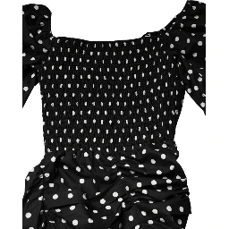 Black White Polka Dot Short Sleeves Mini Dress