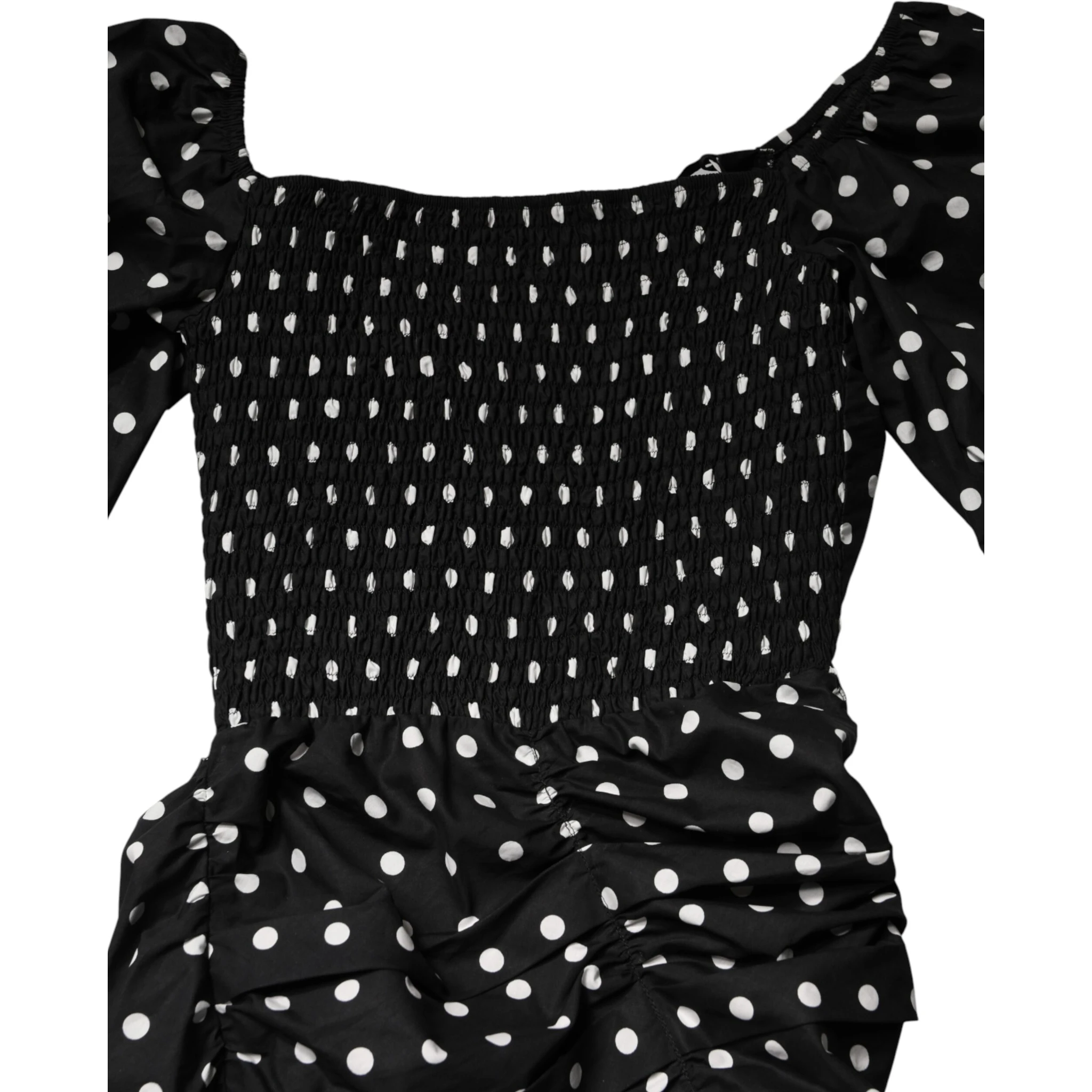 Black White Polka Dot Short Sleeves Mini Dress