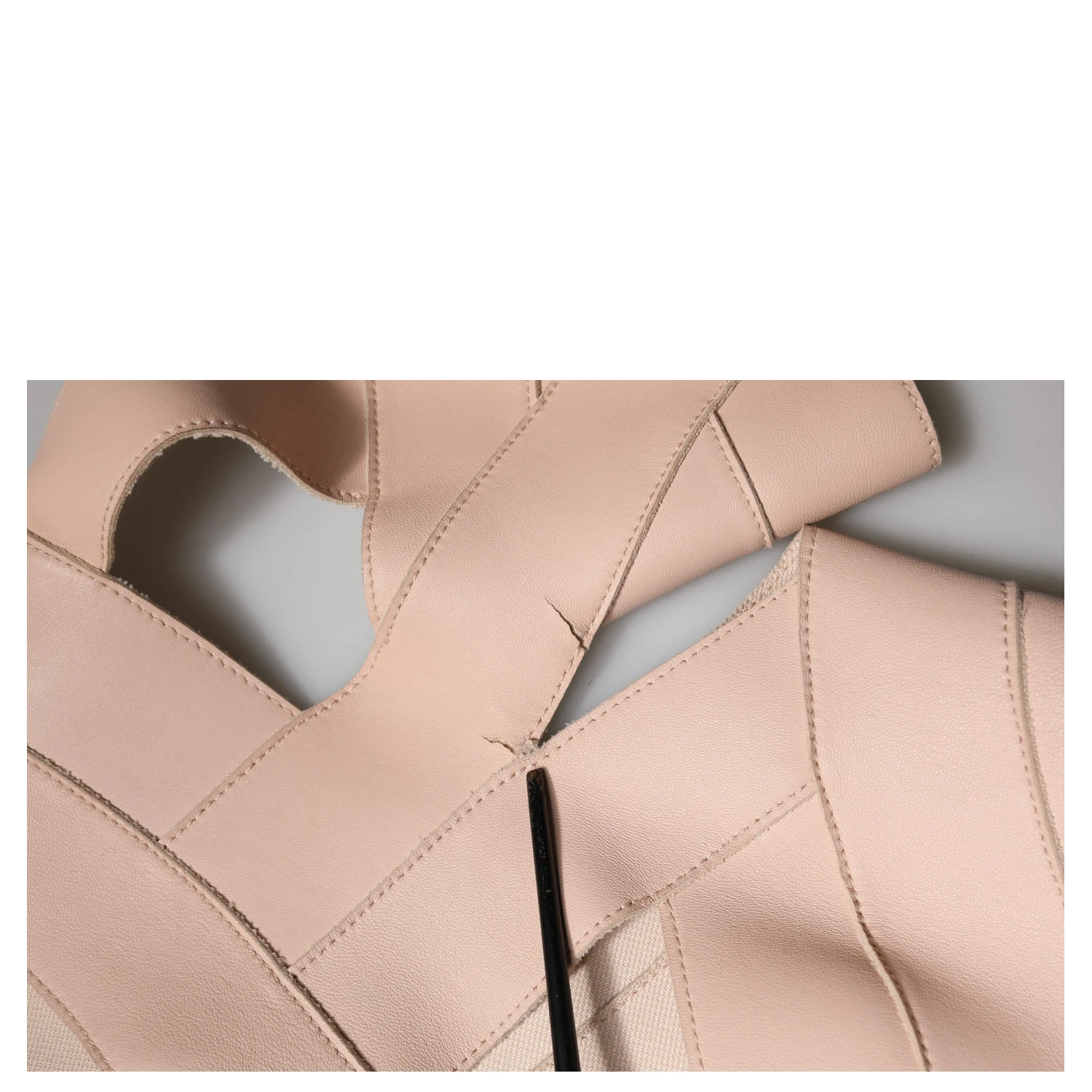 Beige Leather Short Sleeves Sheath Mini Dress