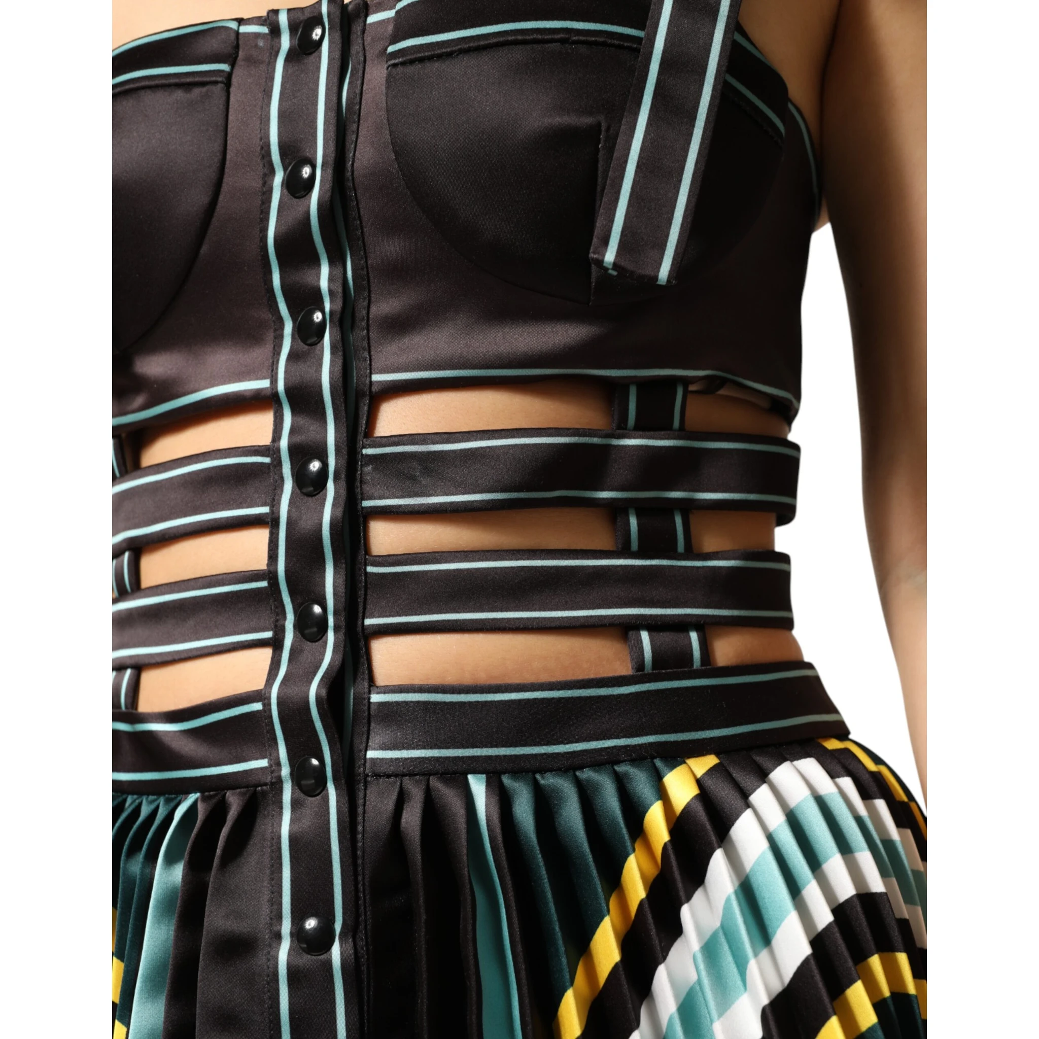 Multicolor Sleeveless A-line Dress