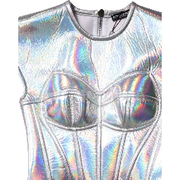 Silver Iridescent Bodycon Sheath Midi Dress