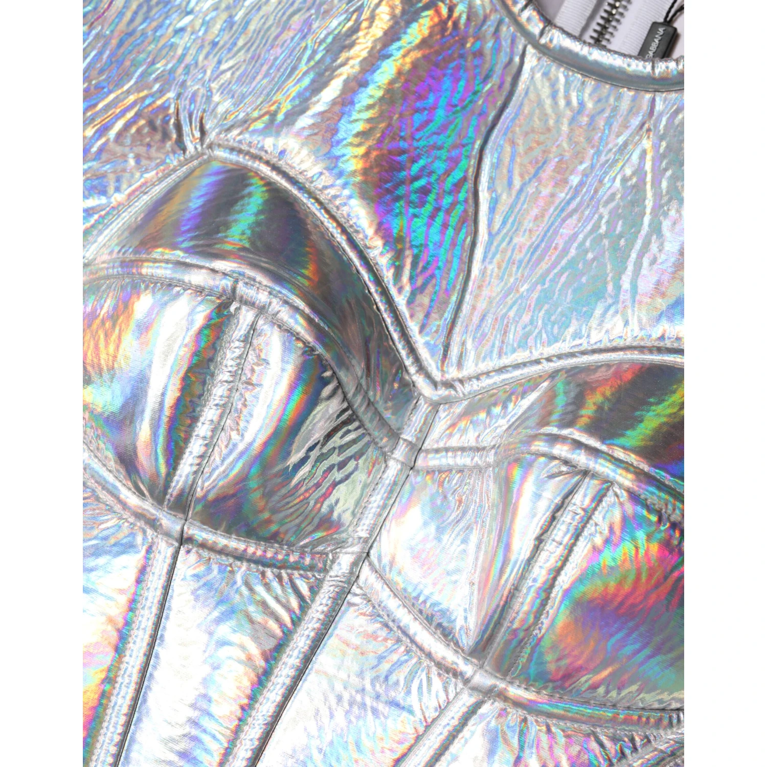 Silver Iridescent Bodycon Sheath Midi Dress