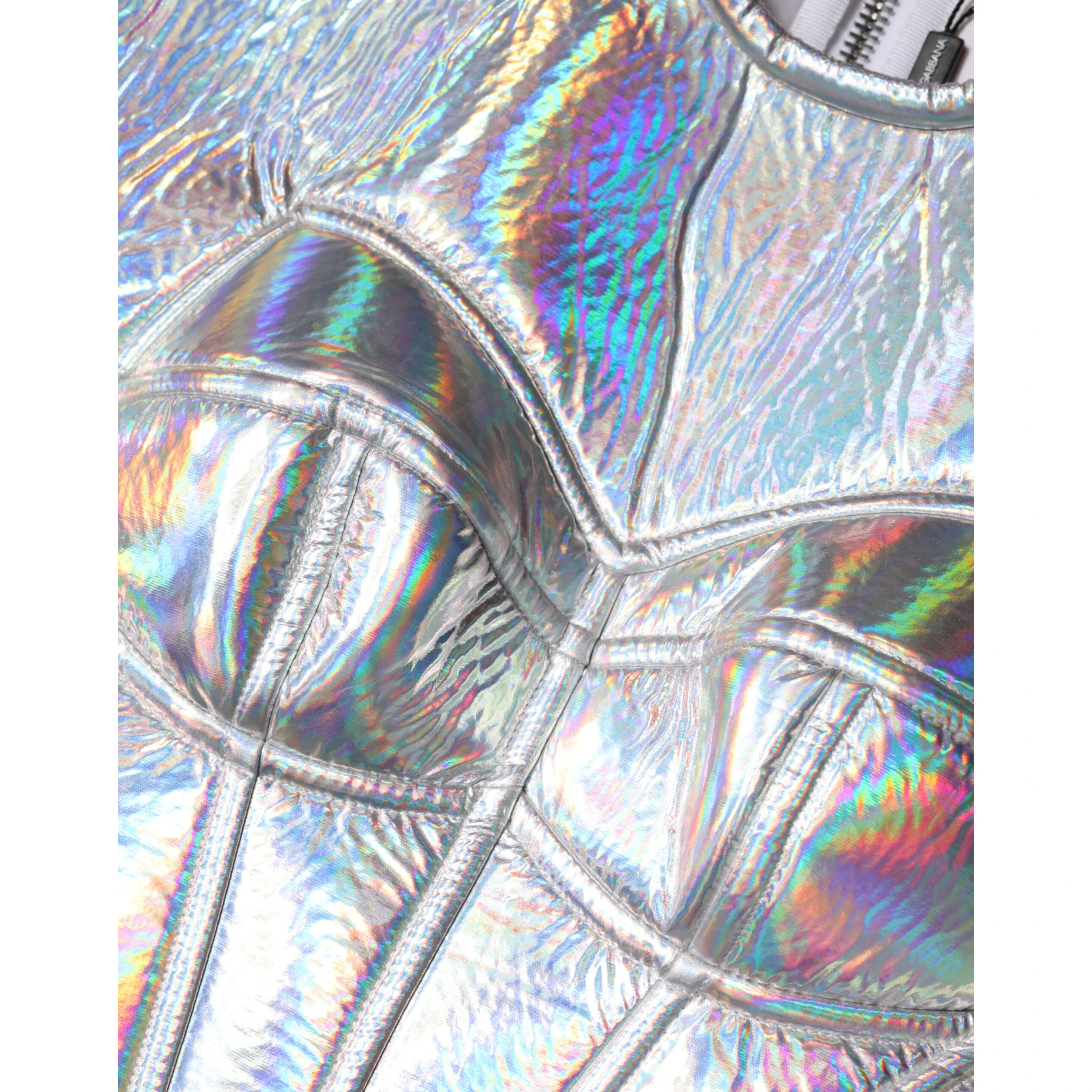 Silver Iridescent Bodycon Sheath Midi Dress