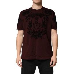 Maroon DG Crown Floral Crewneck Men T-shirt