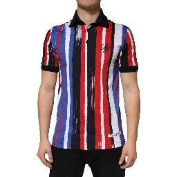 Multicolor Stripes Cotton Men Polo T-shirt