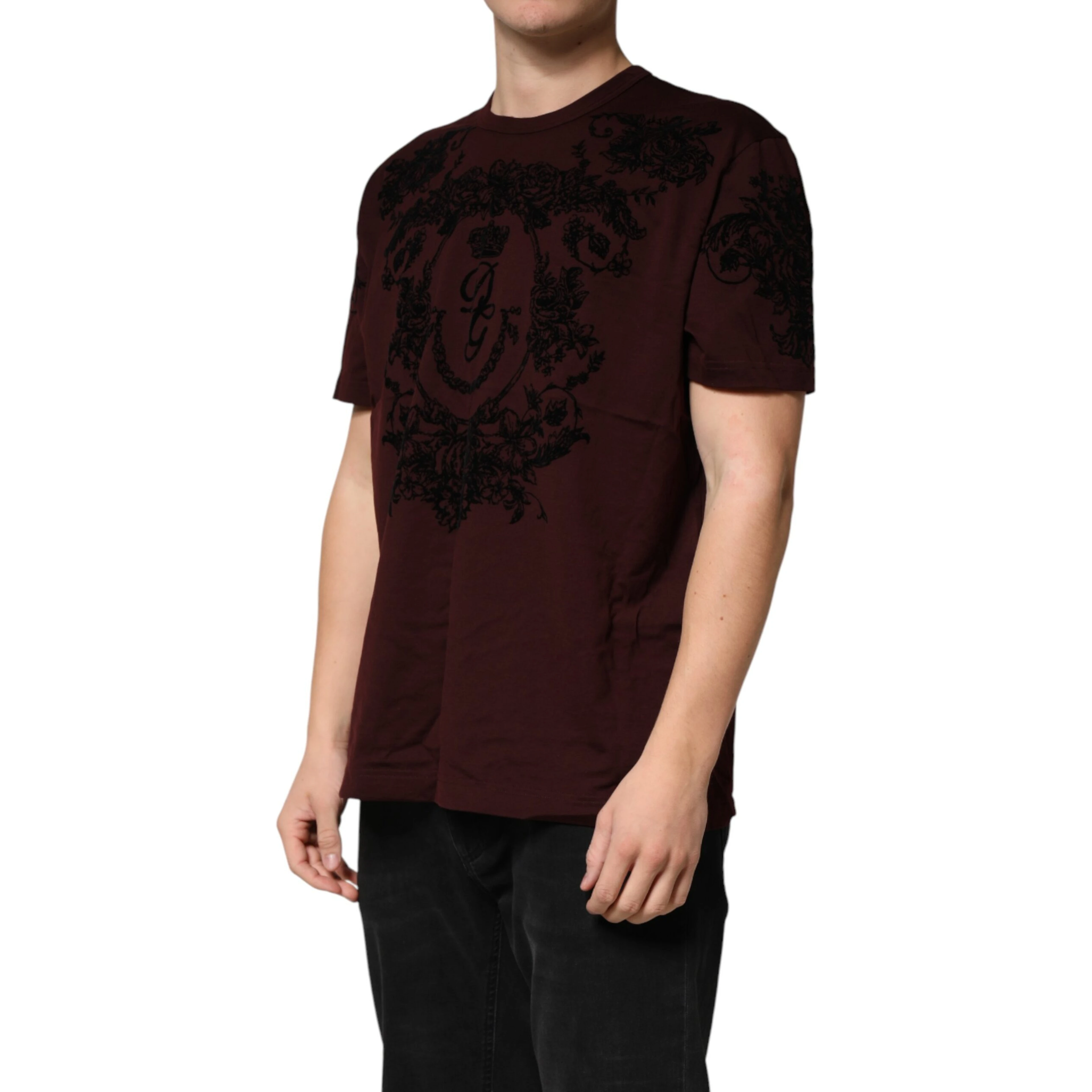 Maroon DG Crown Floral Crewneck Men T-shirt