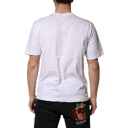 White Graphic Cotton Men Crew Neck T-shirt