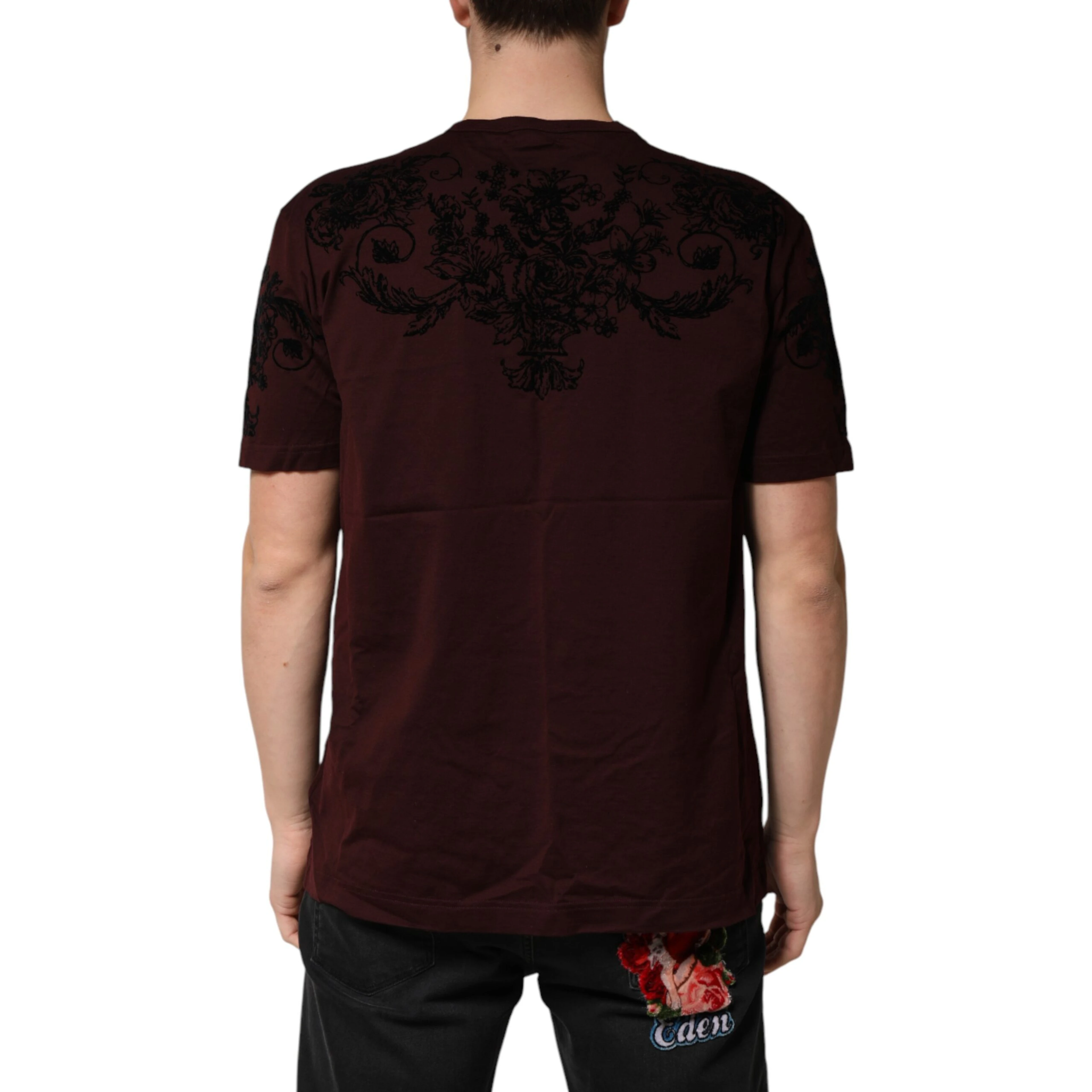 Maroon DG Crown Floral Crewneck Men T-shirt