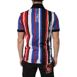 Multicolor Stripes Cotton Men Polo T-shirt