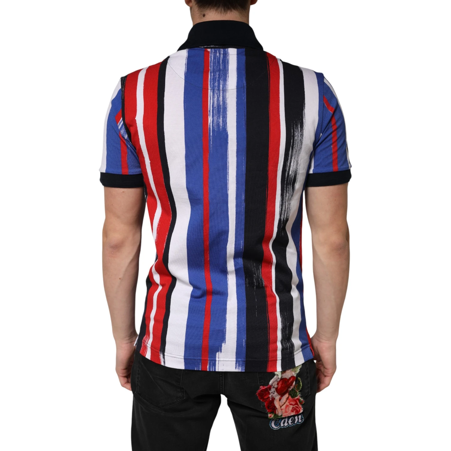 Multicolor Stripes Cotton Men Polo T-shirt