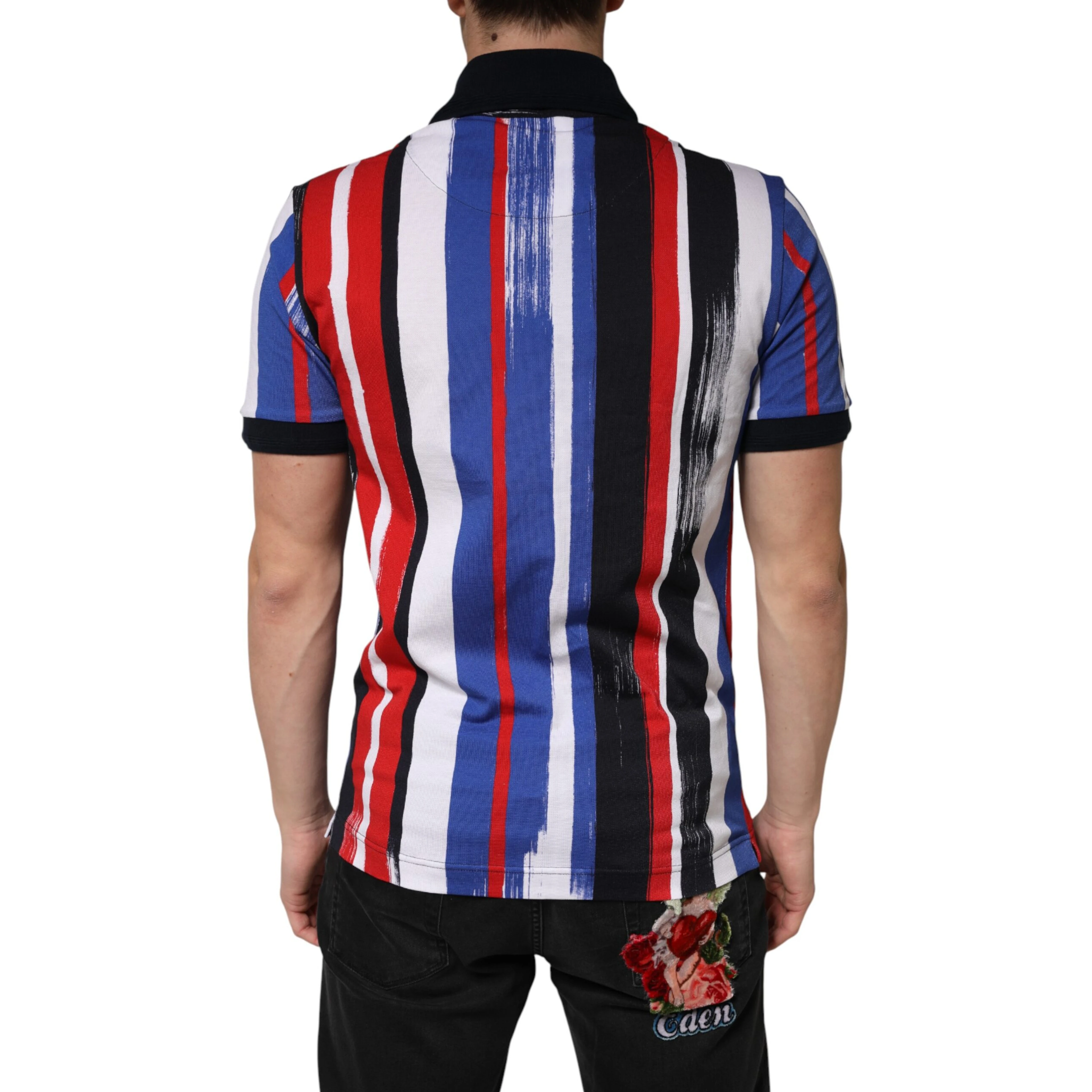 Multicolor Stripes Cotton Men Polo T-shirt