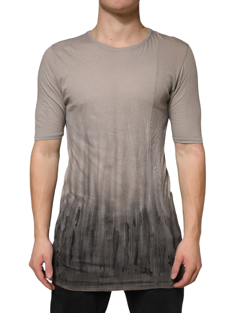 Gray Two Tone Cotton Round Neck Short Sleeves T-shirt alternative