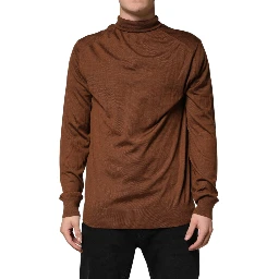 Brown Cashmere Turtle Neck Pullover Sweater