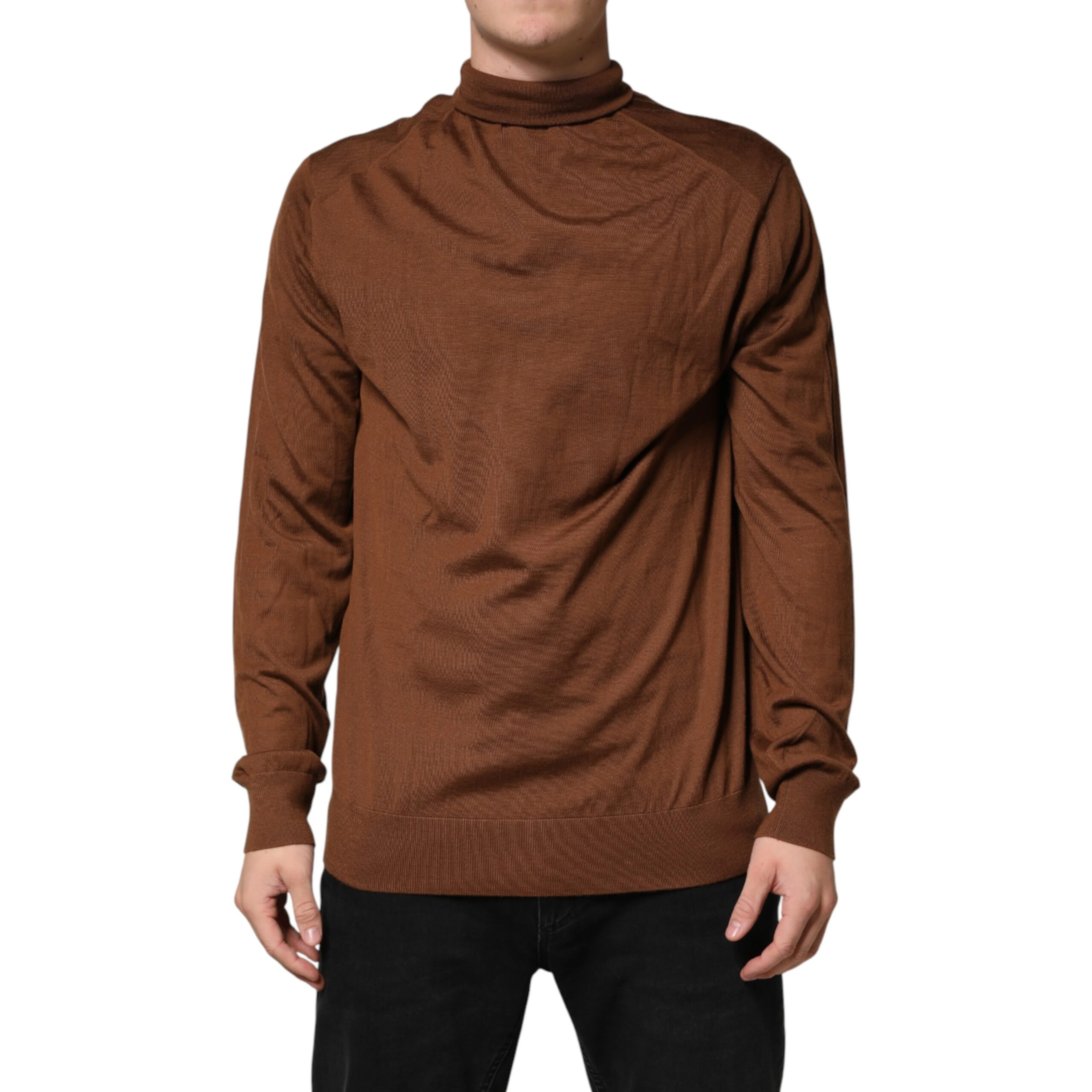 Brown Cashmere Turtle Neck Pullover Sweater