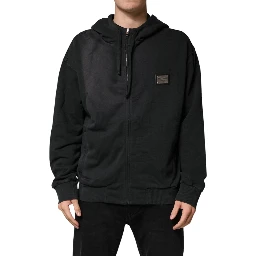 Black Logo Zipped Hooded Sweatshirt Sweater
