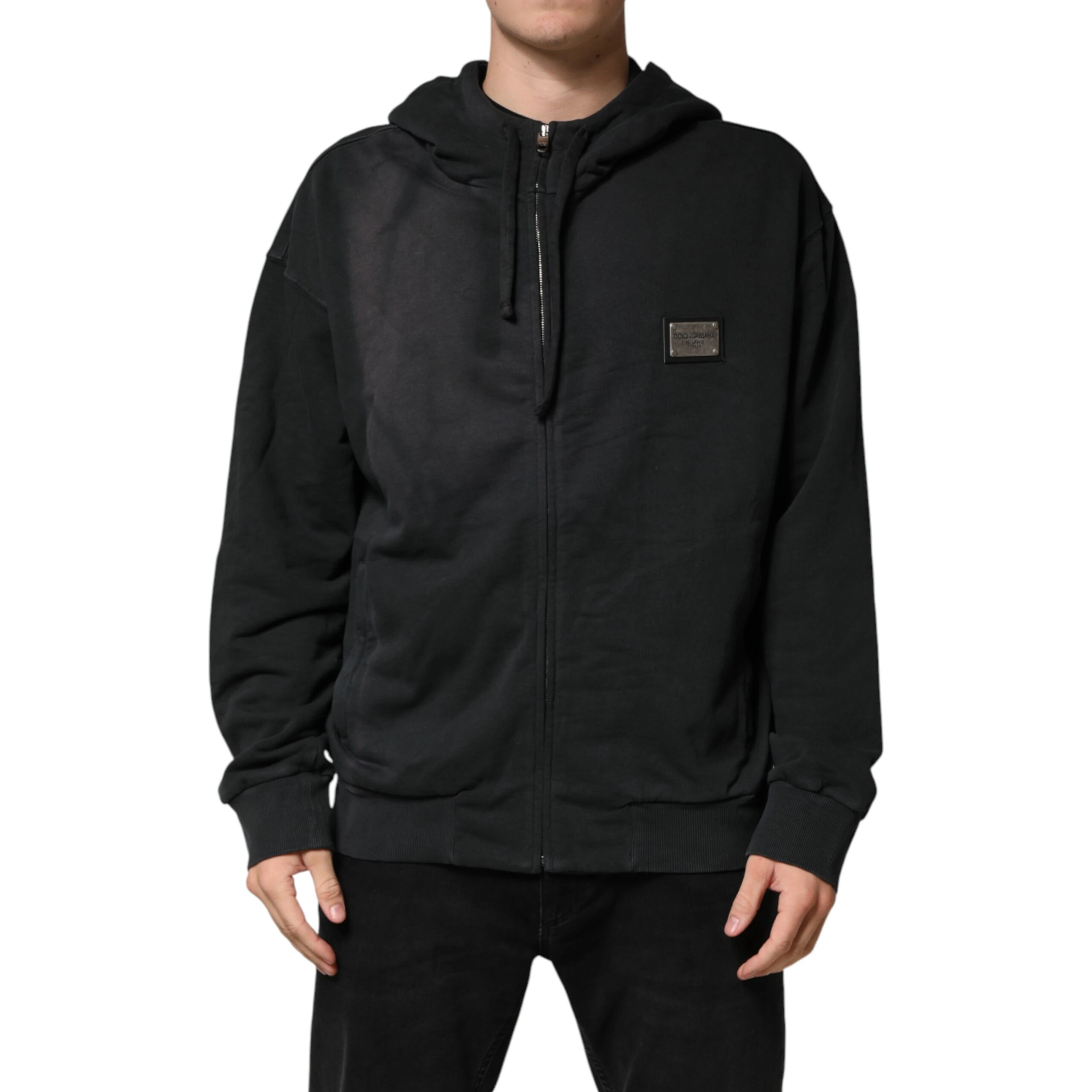 Black Logo Zipped Hooded Sweatshirt Sweater