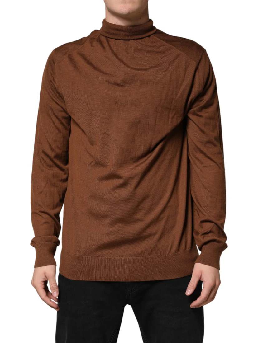 Brown Cashmere Turtle Neck Pullover Sweater