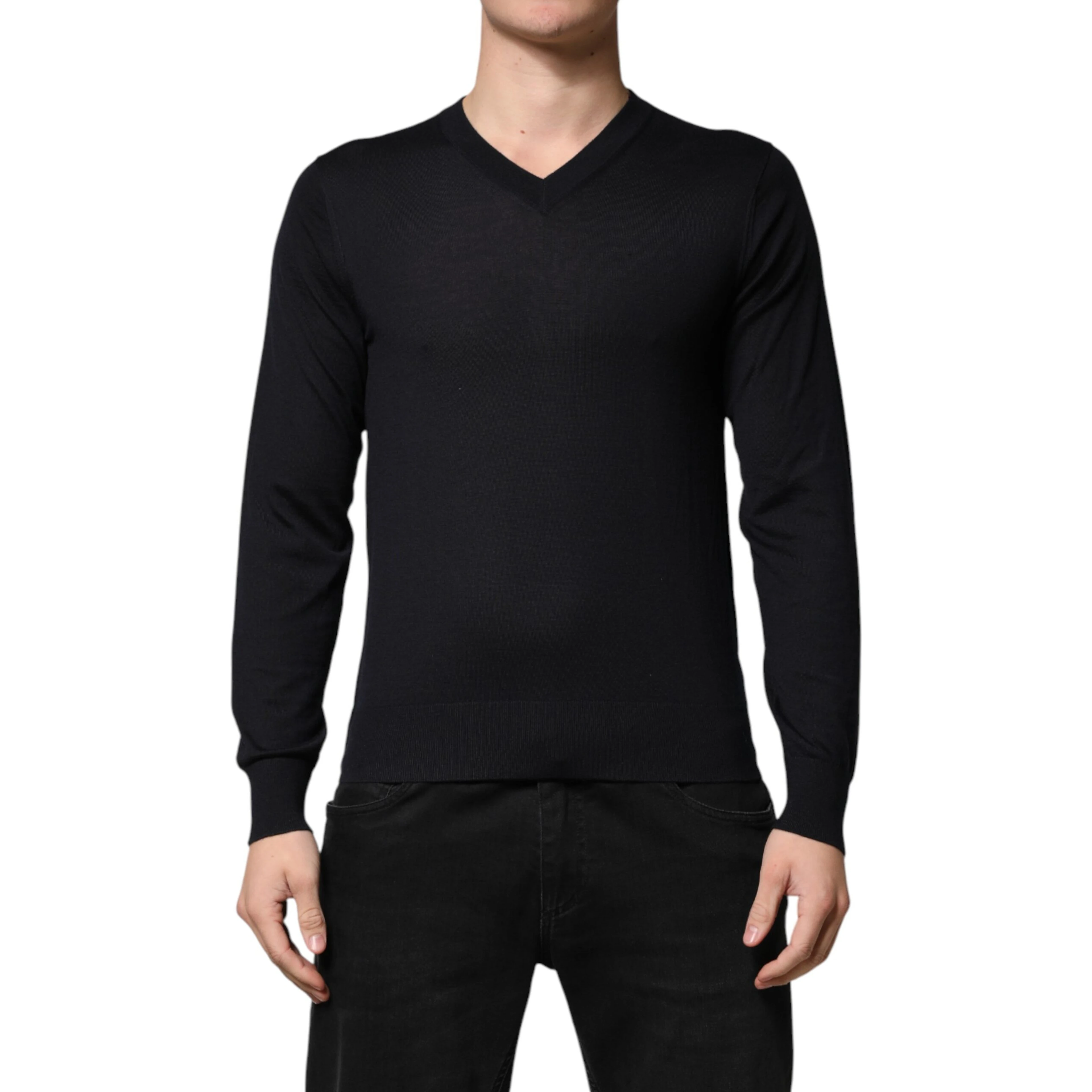 Black Cashmere V-Neck Men Pullover Sweater