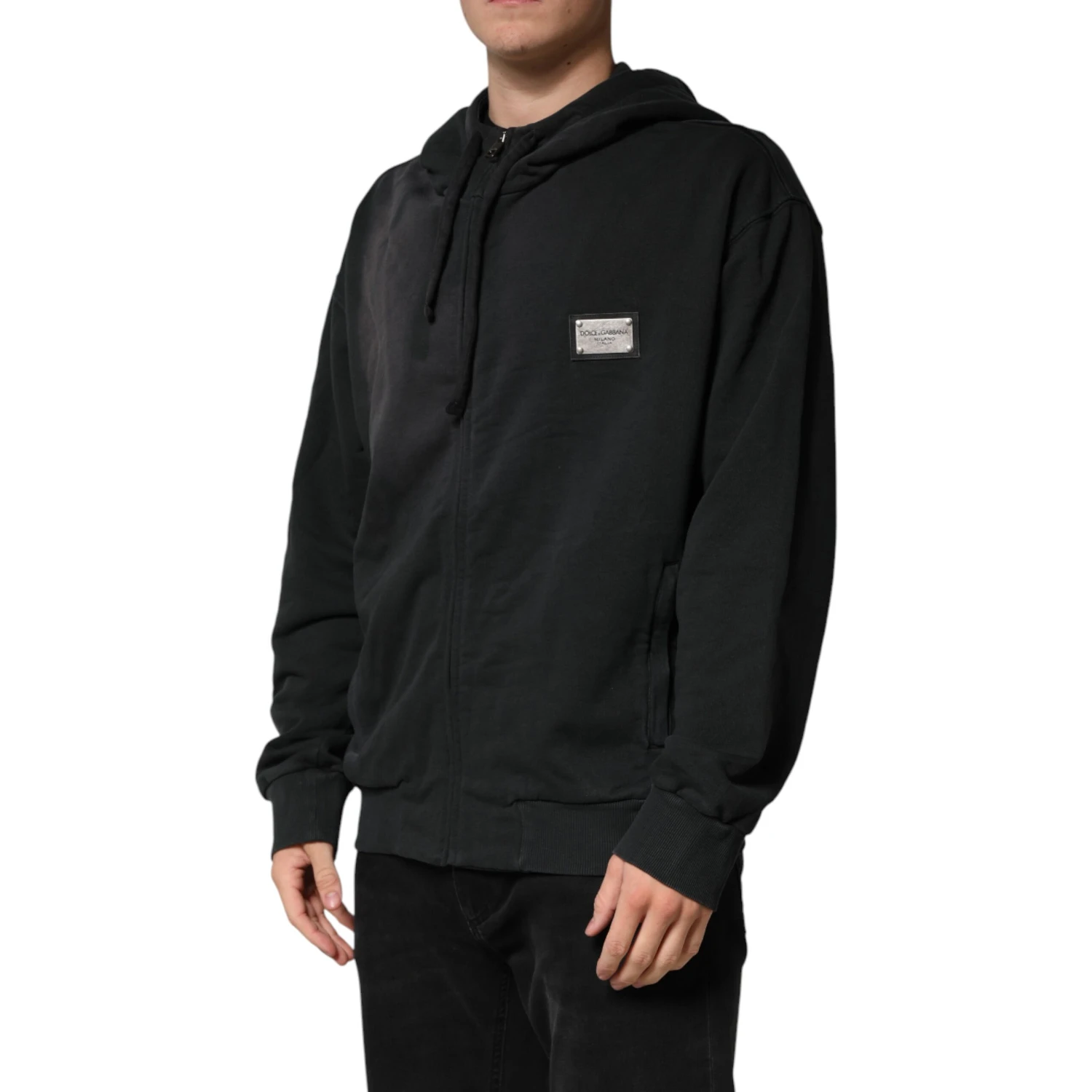 Black Logo Zipped Hooded Sweatshirt Sweater