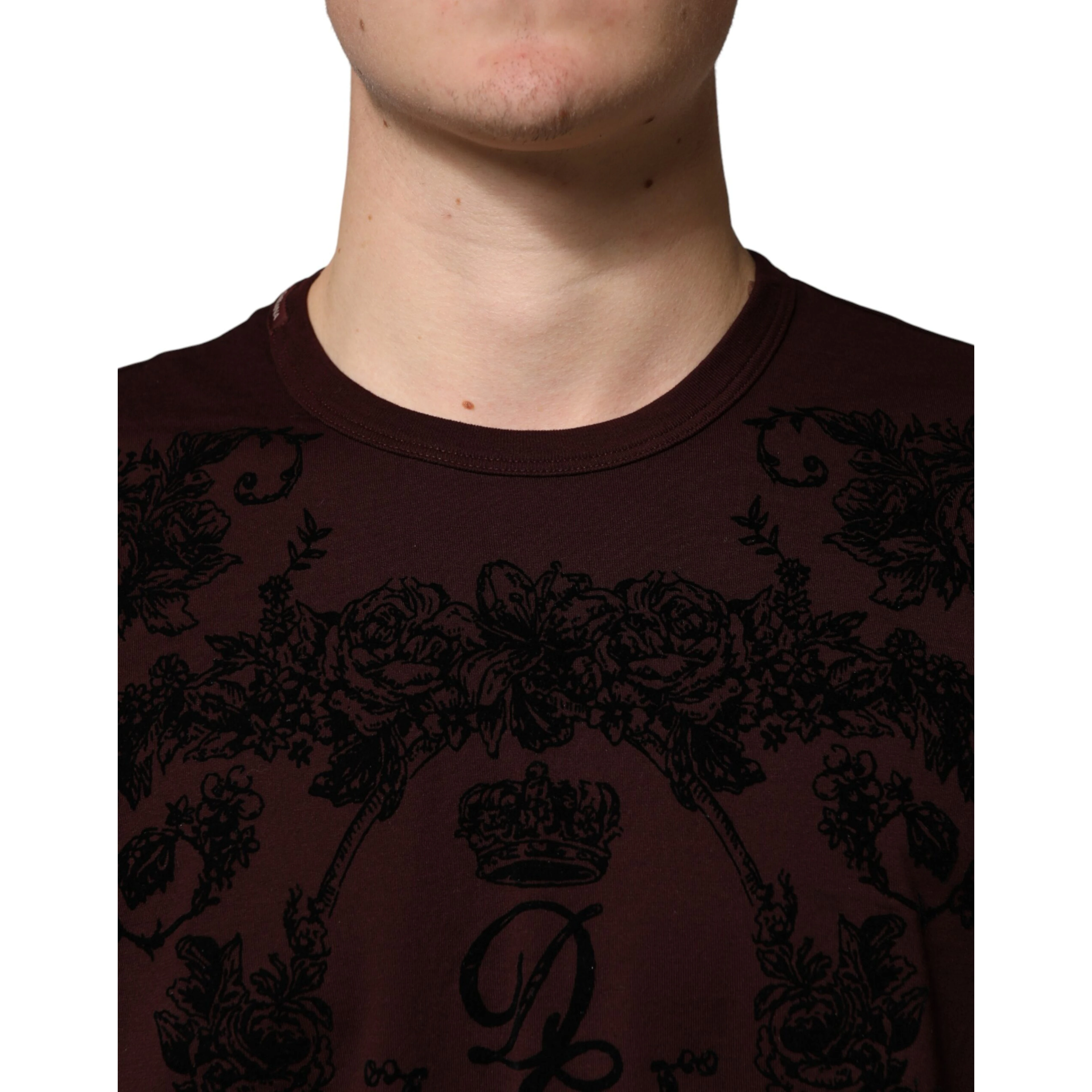 Maroon DG Crown Floral Crewneck Men T-shirt