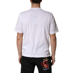 White Cotton Necklace Embellished T-shirt