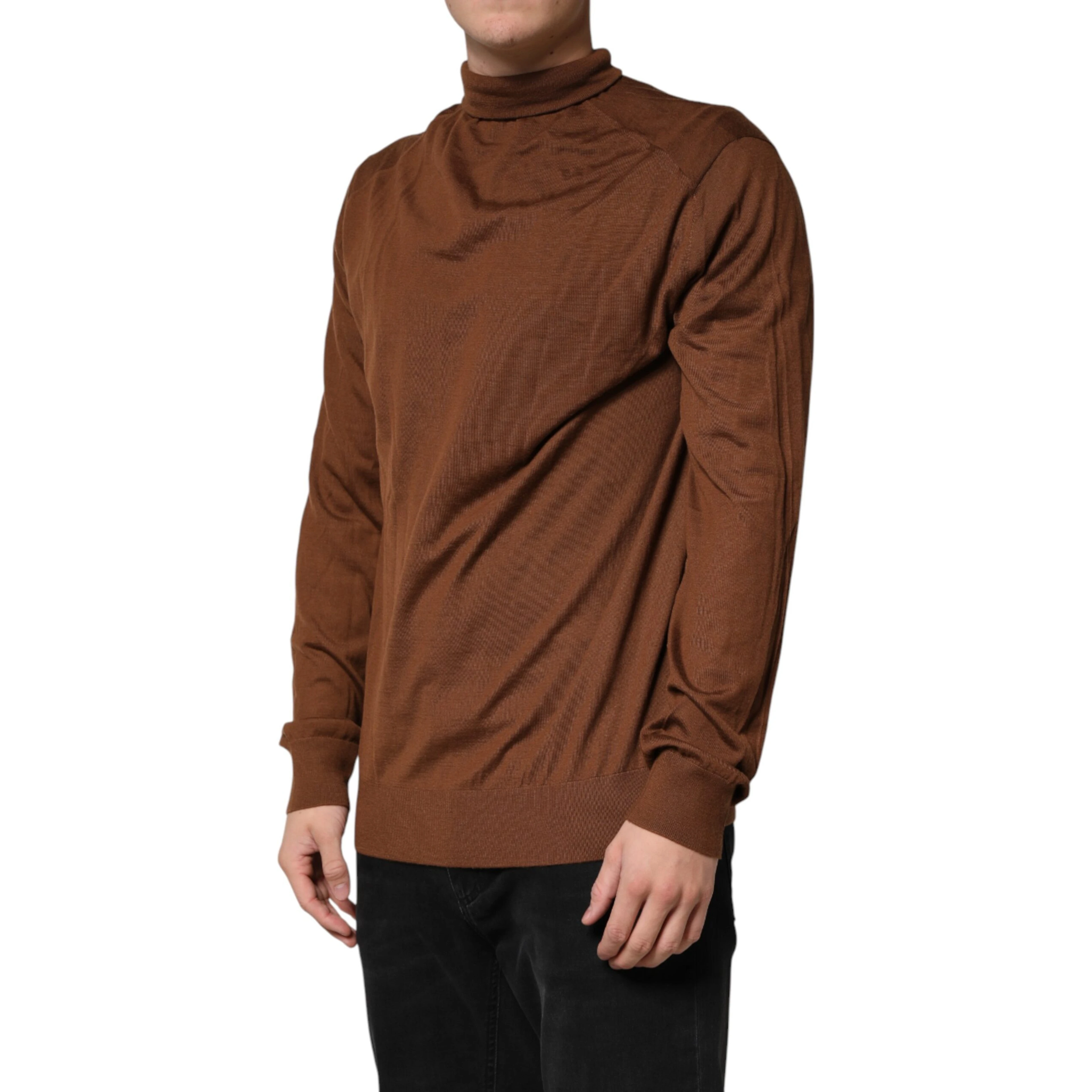 Brown Cashmere Turtle Neck Pullover Sweater