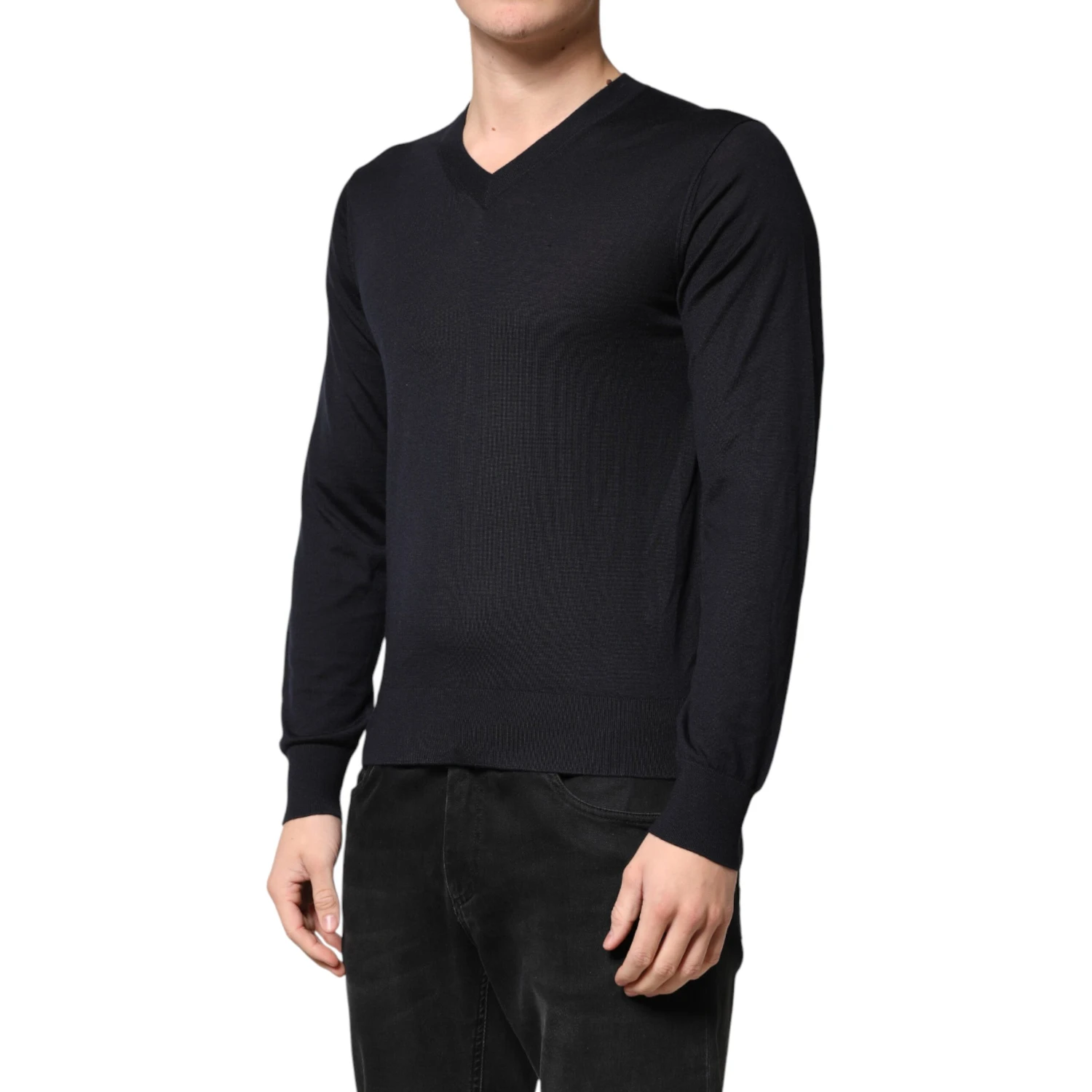 Black Cashmere V-Neck Men Pullover Sweater