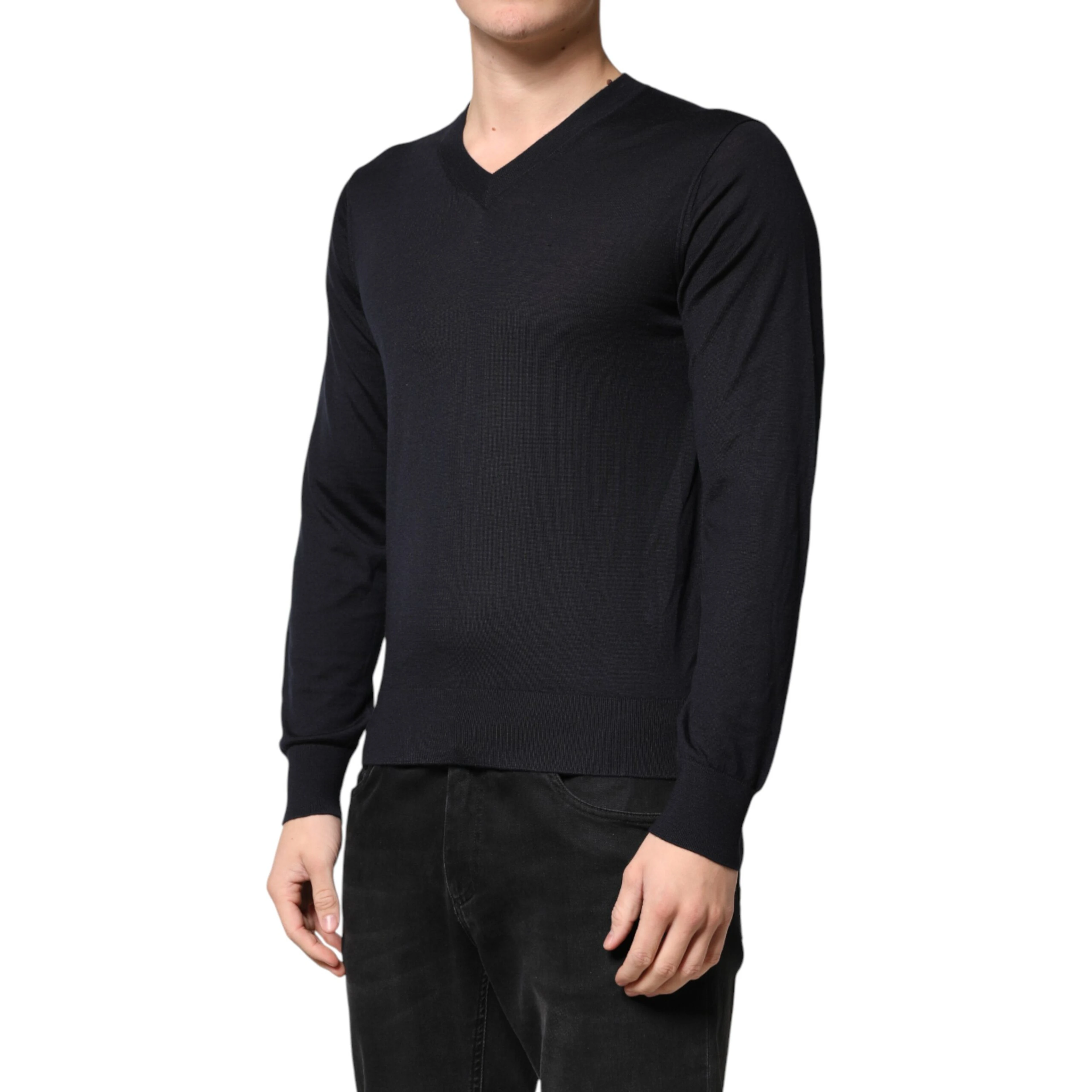 Black Cashmere V-Neck Men Pullover Sweater
