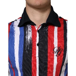 Multicolor Stripes Cotton Men Polo T-shirt