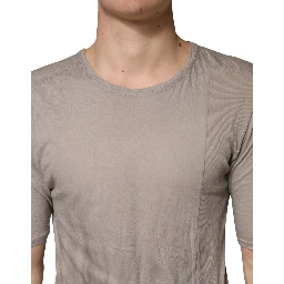Gray Two Tone Cotton Round Neck Short Sleeves T-shirt