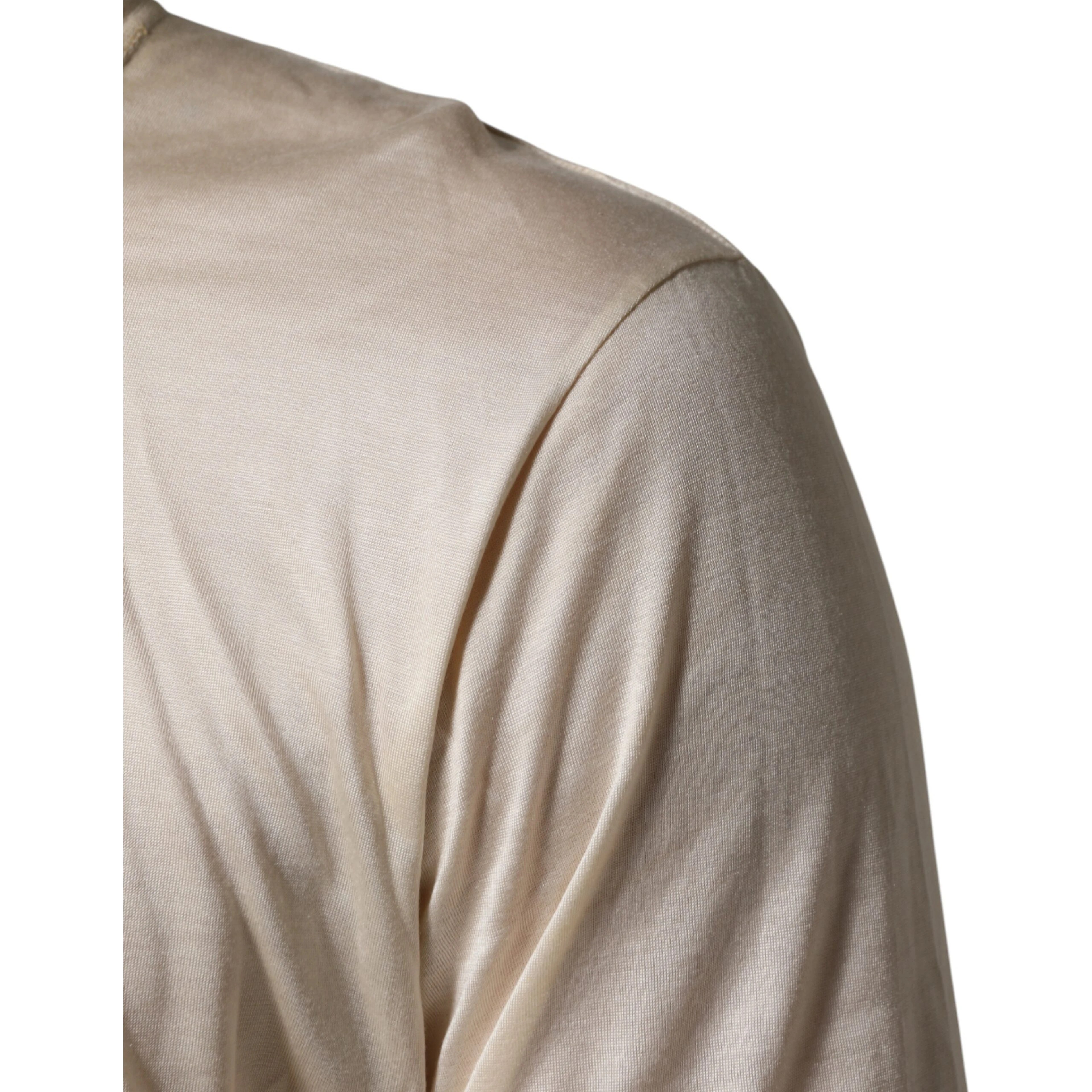 Off White Cotton Blend Men Henley T-shirt