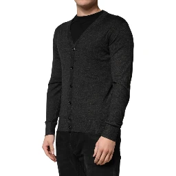 Black Cashmere Buttoned Men Cardigan Sweater