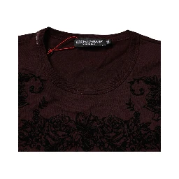 Maroon DG Crown Floral Crewneck Men T-shirt