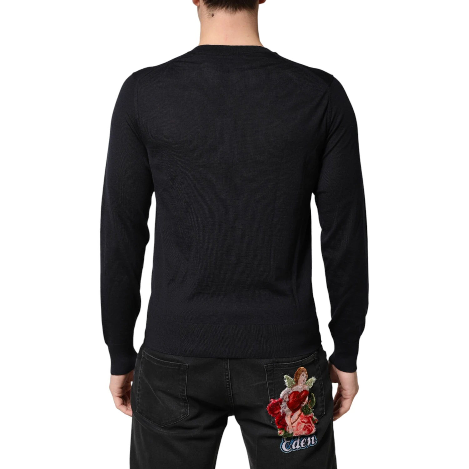Black Cashmere V-Neck Men Pullover Sweater