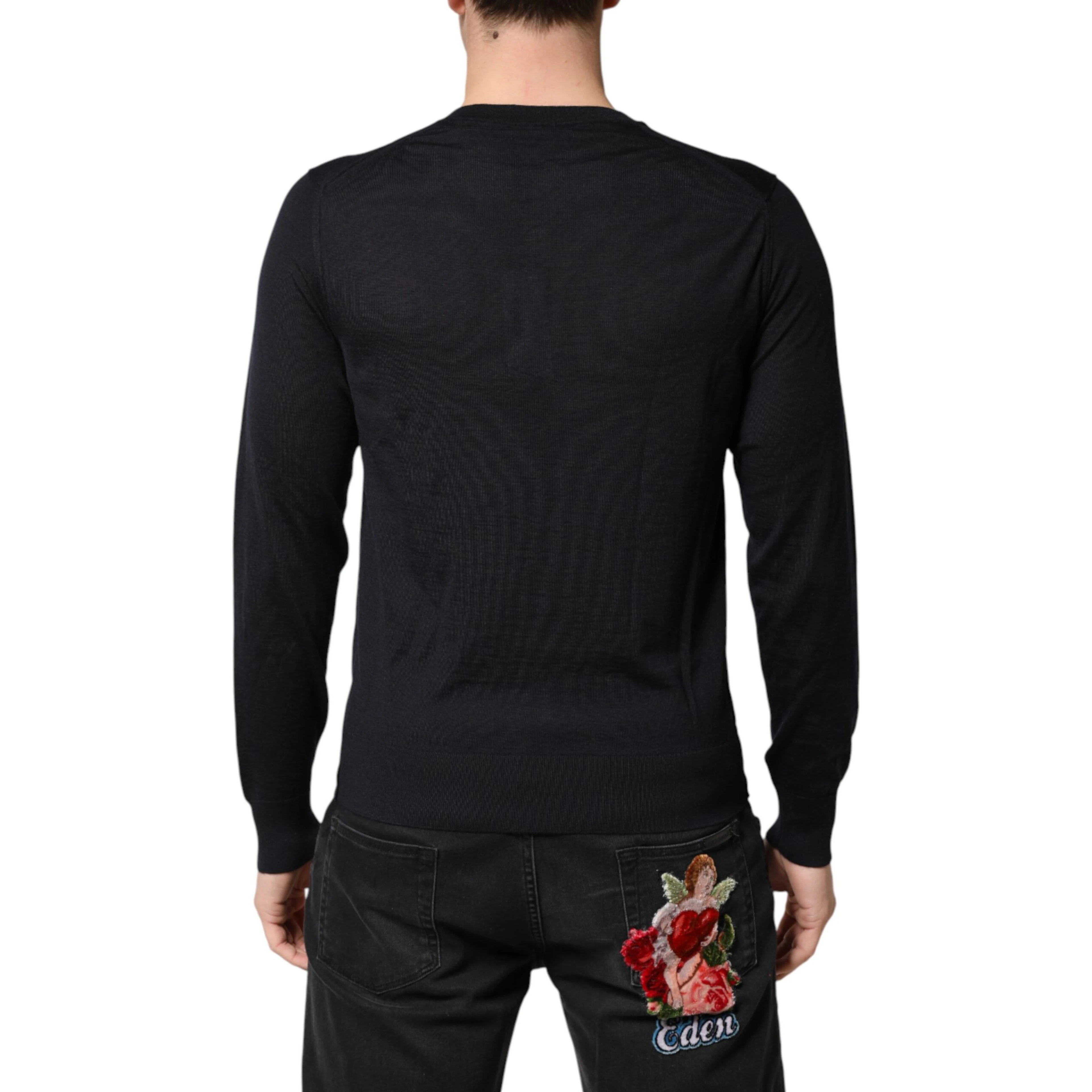 Black Cashmere V-Neck Men Pullover Sweater