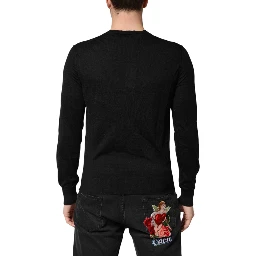 Black Cashmere V-Neck Men Pullover Sweater