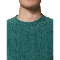 Dark Green Cotton Blend Men Crew Neck T-shirt