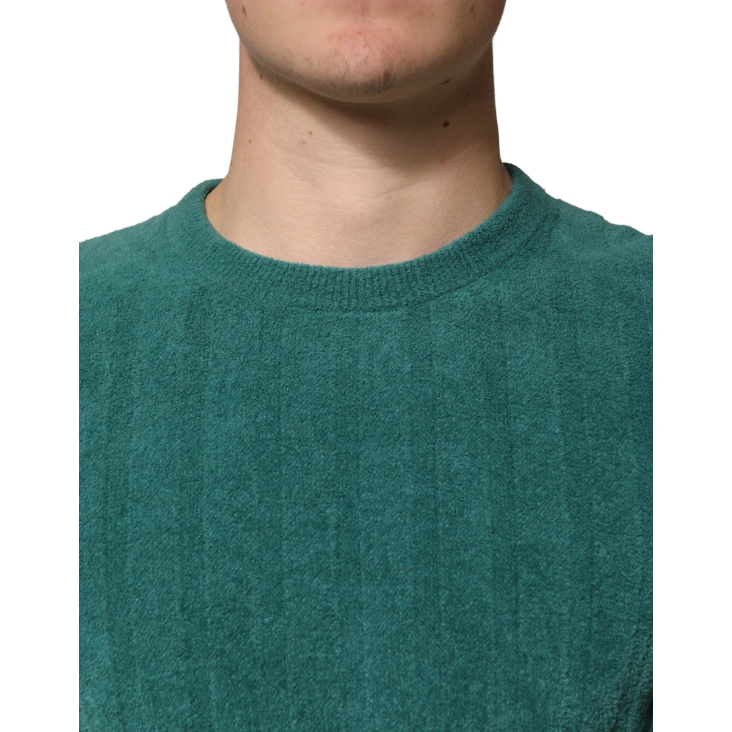 Dark Green Cotton Blend Men Crew Neck T-shirt