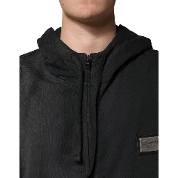 Black Logo Zipped Hooded Sweatshirt Sweater