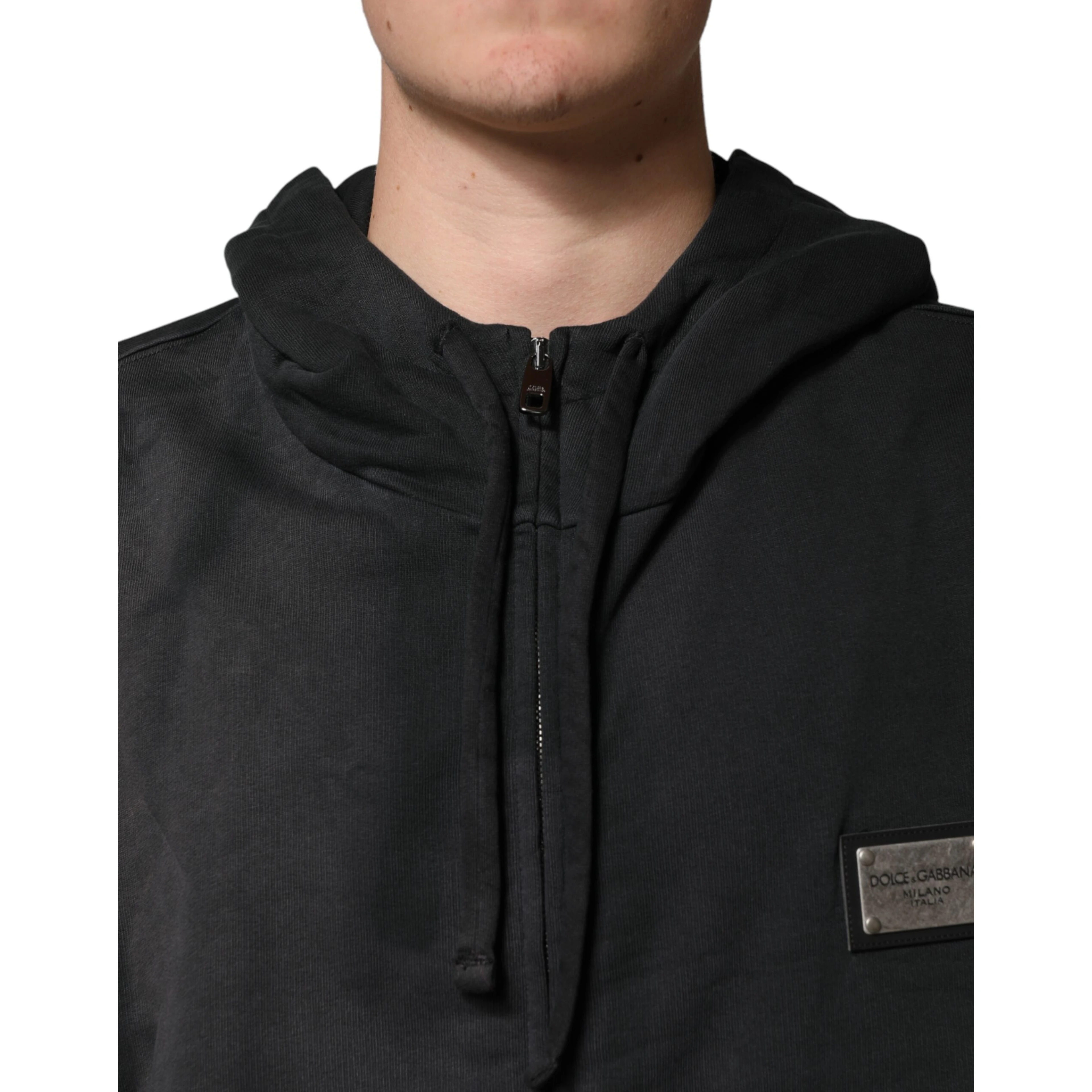 Black Logo Zipped Hooded Sweatshirt Sweater