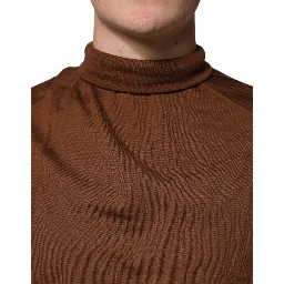 Brown Cashmere Turtle Neck Pullover Sweater