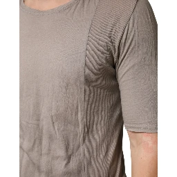 Gray Two Tone Cotton Round Neck Short Sleeves T-shirt